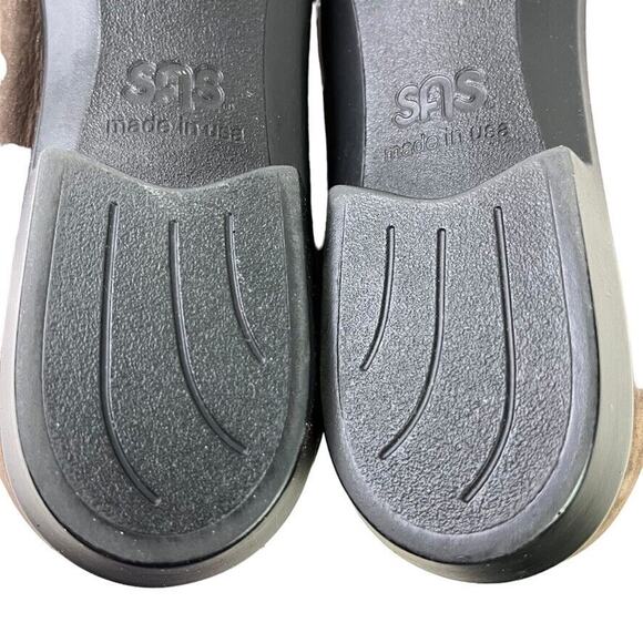 Sas Hope USA Made Brown Nubuck Leather Square Toe Flats Slip On Loafers 9.5 N - Picture 14 of 16